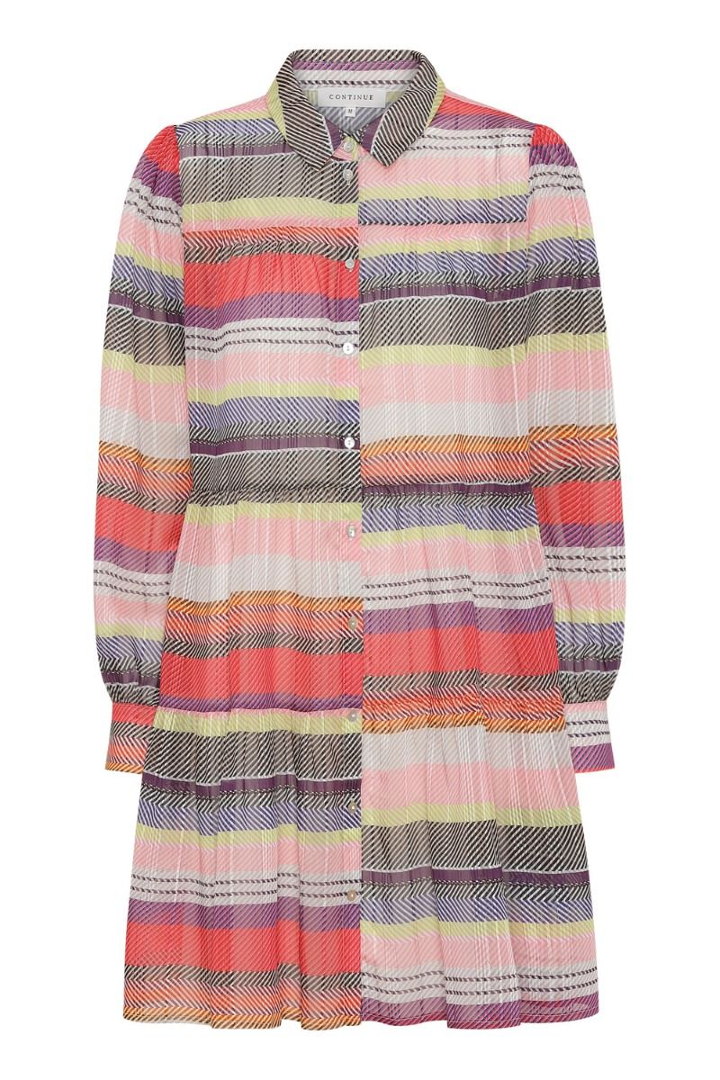 Continue - Kjole - Jeanne Multi Stripe - Multi Stripe
