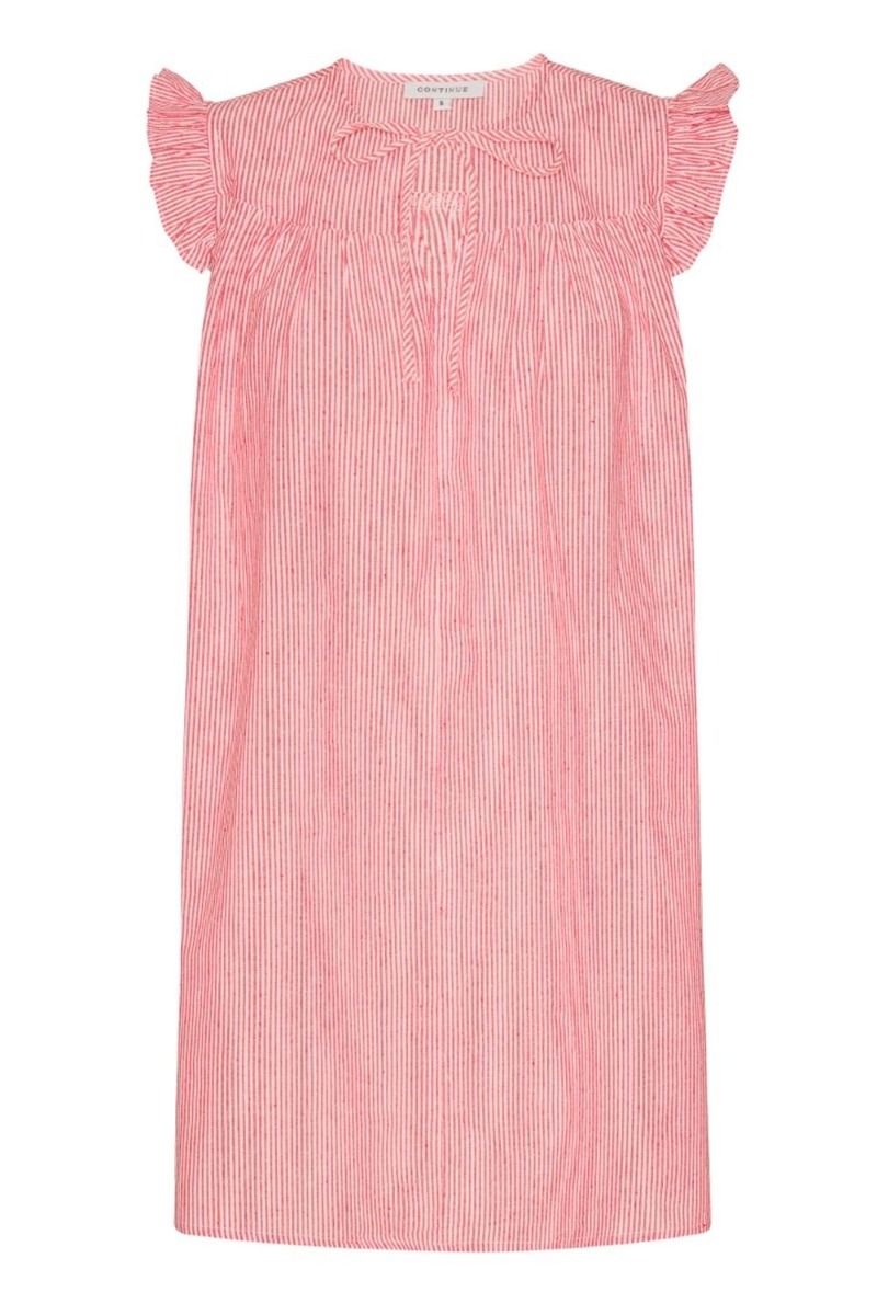 Continue - Kjole - Lilly Stripe Dress - Red Stripe