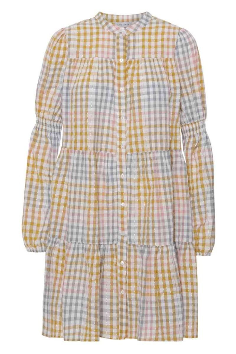 Continue - Kjole - Sanna Multicheck Dress - Multi Yellow Check