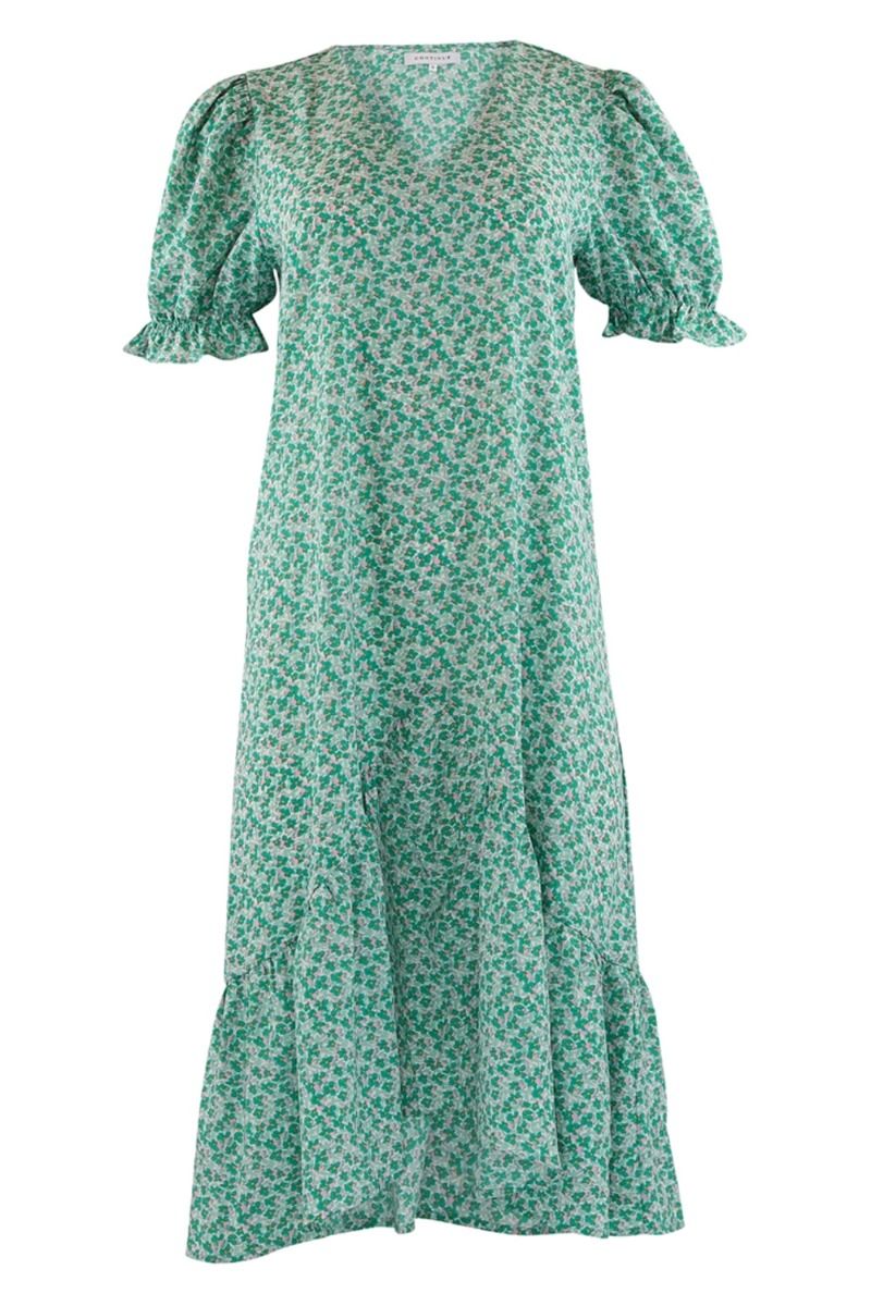 Continue - Kjole - Thyra Green Flower - New Green Flowers