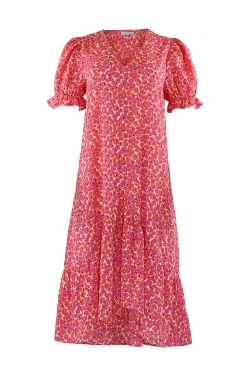 Continue - Kjole - Thyra New Pink Flower - Pink Flower
