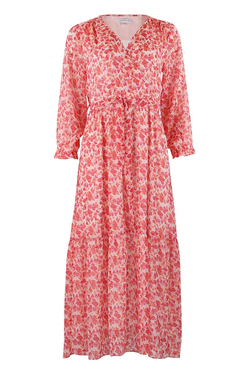 Continue - Kjole - Vivi Dress - Orange/Pink Flower