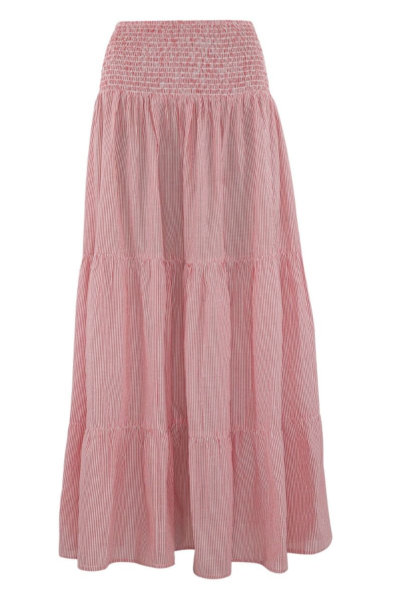 Continue - Nederdel - Majse Stripe Skirt - Red Stripe