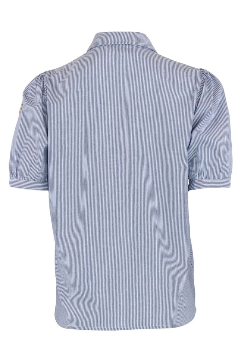 Continue - Skjorte - Milli Stripe Patch Blouse - Blue/White
