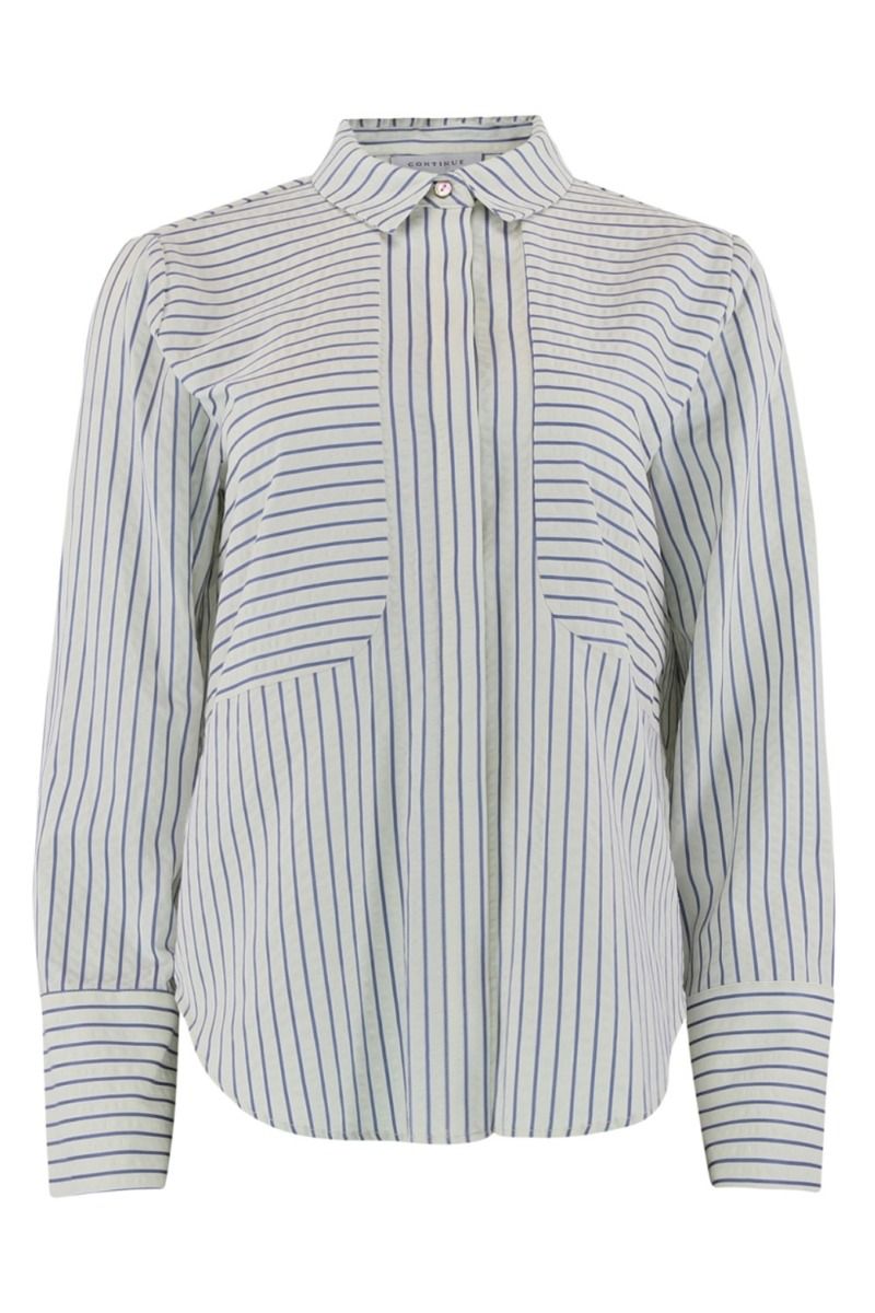 Continue - Skjorte - Selma New Stripe - Offwhite/Blue Stripe