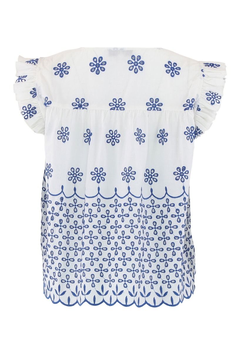 Continue - Top - Lilly Embrodery - Offwhite w Blue Emb