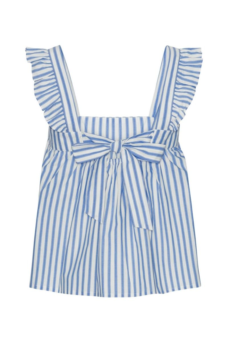Continue - Top - Lulu Bow Top 14563  - Light Blue Stripe
