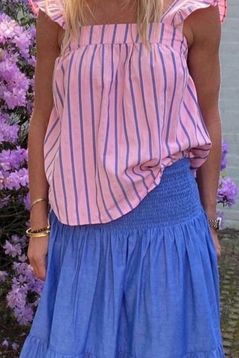 Continue - Top - Lulu Bow Top - Stribe Pink