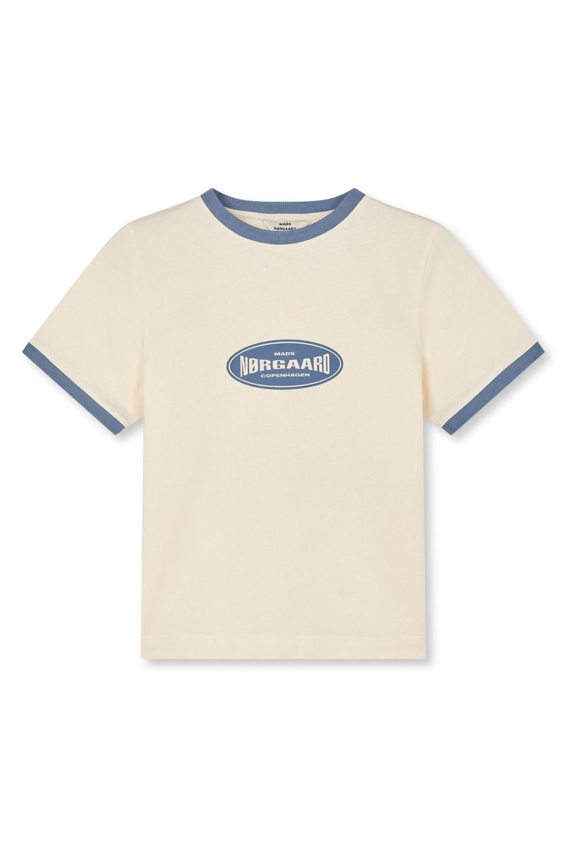 Mads Nørgaard - T-shirt - Cotton Jersey Trinity Tee - Vanilla Ice/Faded Denim