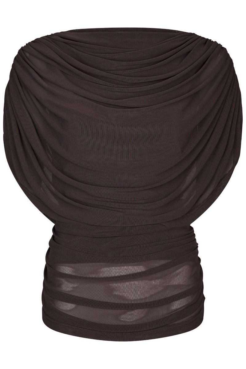 Neo Noir - Top - Cottuna Drapy Mesh Top - Brown