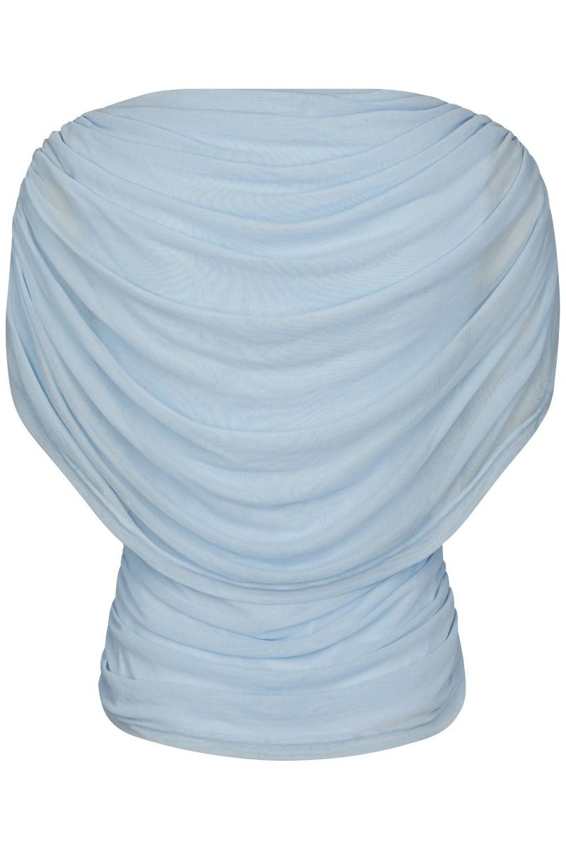Neo Noir - Top - Cottuna Dot Drapy Mesh Top - Light Blue (Levering midt april)