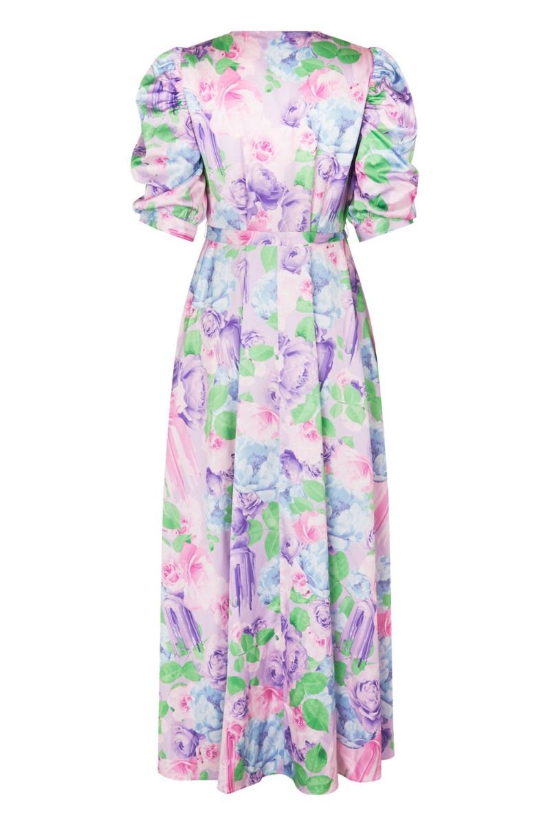 Crás - Kjole - Kaylacras Maxi Dress - Lilac Sprayflower