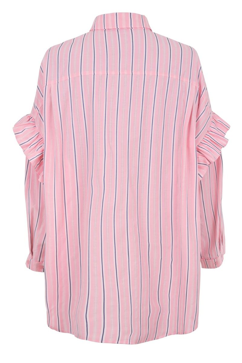 Crás - Skjorte - Flowercras Shirt - Pink Blue Stripe