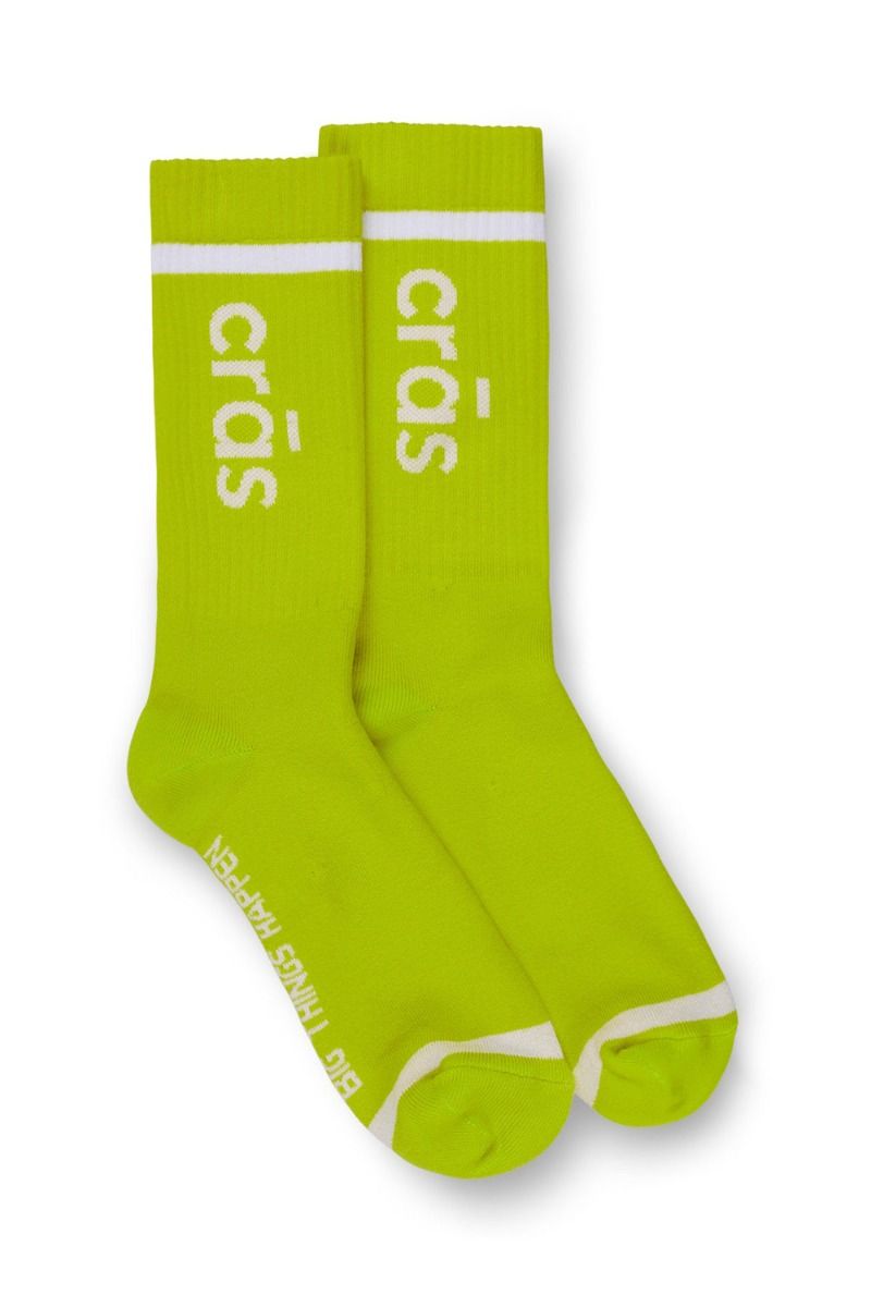 Crás - Strømper - Cras Logo Sock - Acid Lime