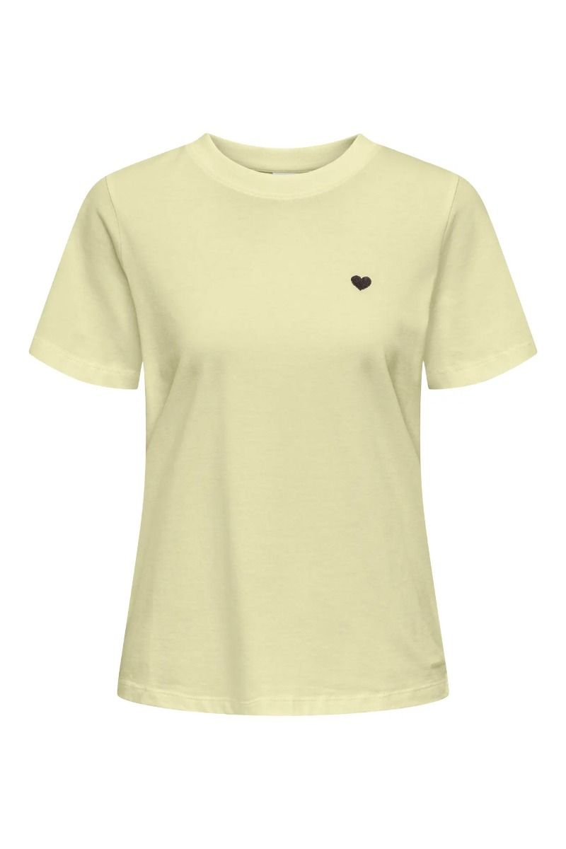 JDY - T-shirt - Pisa S/S Print Top - Double Cream/Chocolate Torte Heart