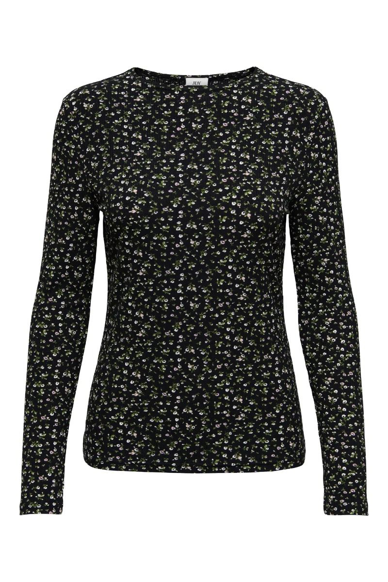 JDY - Bowie Life L/S High Neck Top - Black DITZY FLOWERS