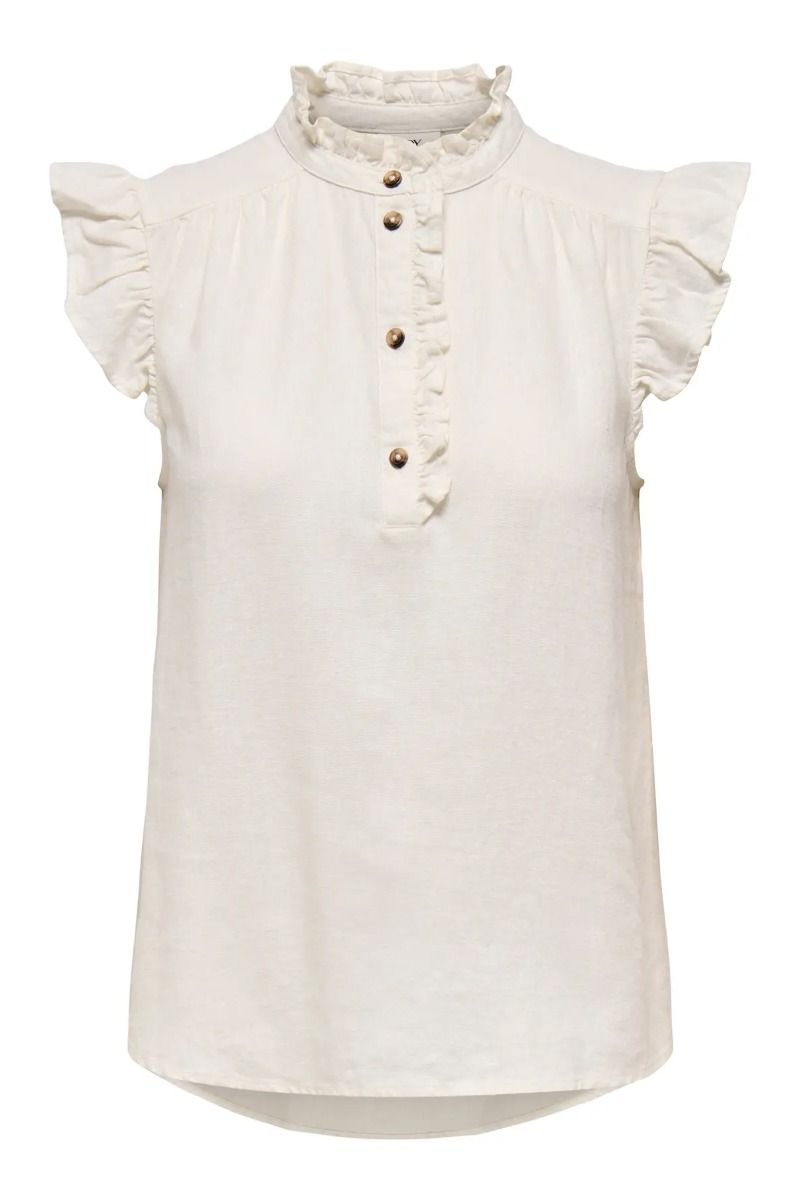 JDY - Top - Say S/L Linen Frill Top - Snow White