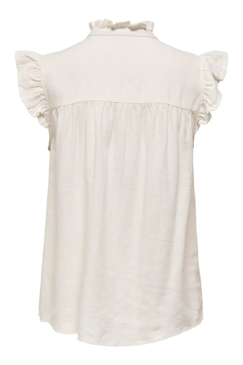 JDY - Top - Say S/L Linen Frill Top - Snow White