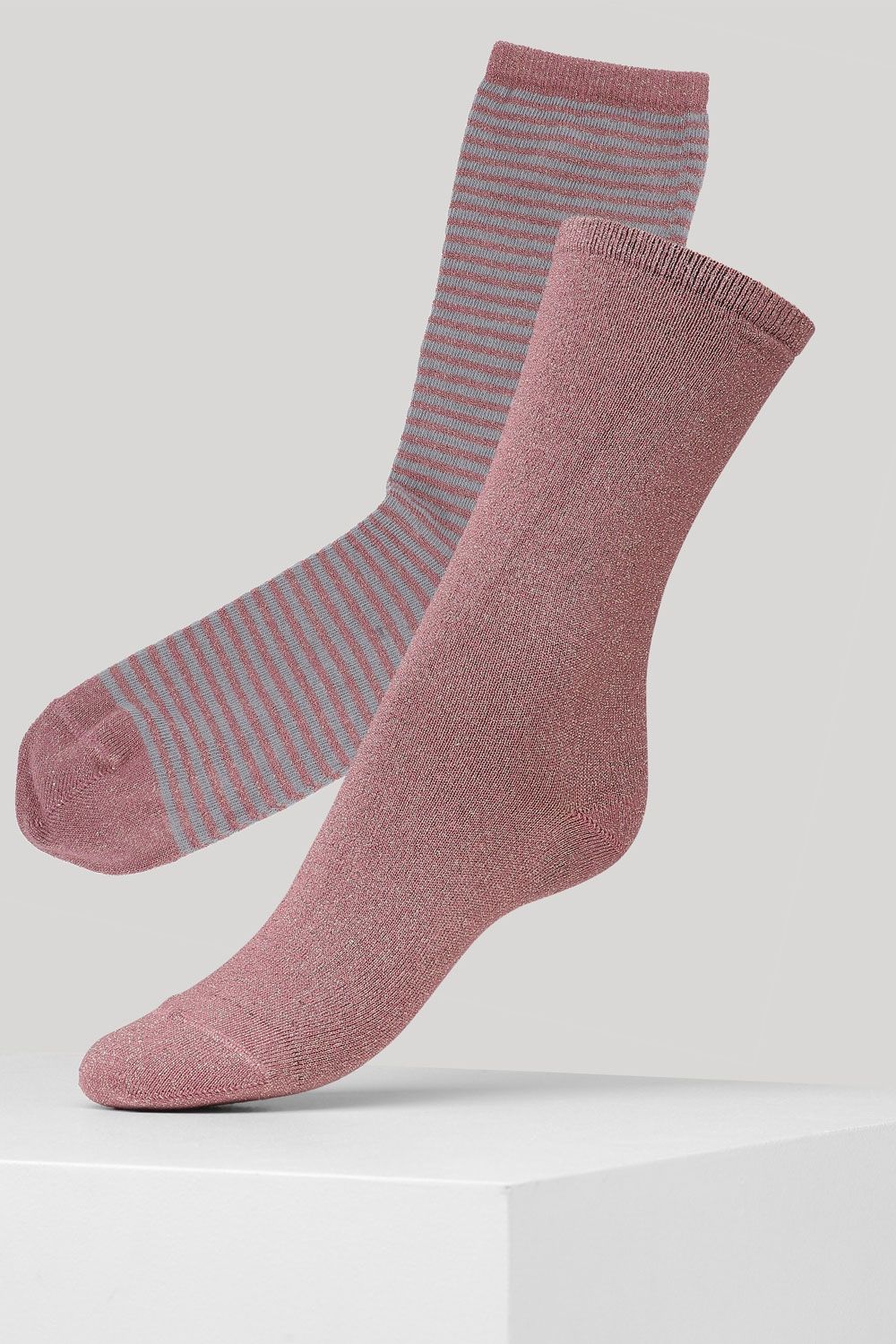 Dear Denier - Strømper - Mei Soft 2 Pairs - Old Rose/Old Rose-Grey