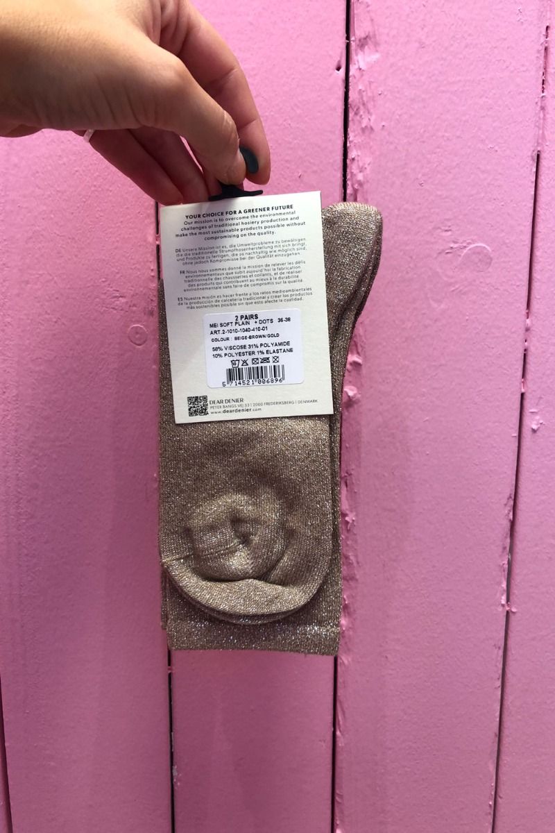 Dear Denier - Strømper - Mei Soft Plain + Dots - Brown/Gold