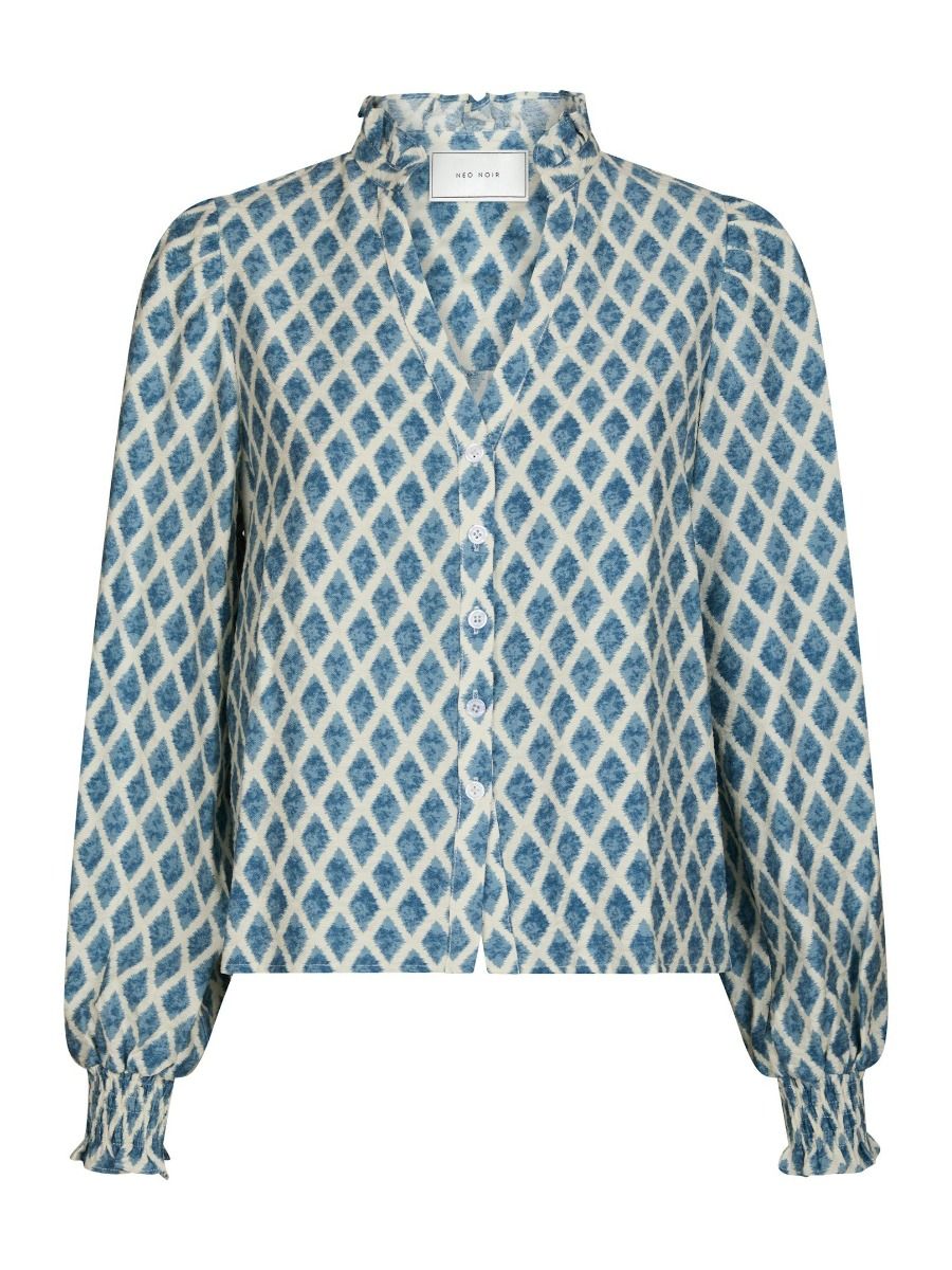 Neo Noir - Bluse - Delsie Print Blouse - Smoke Blue
