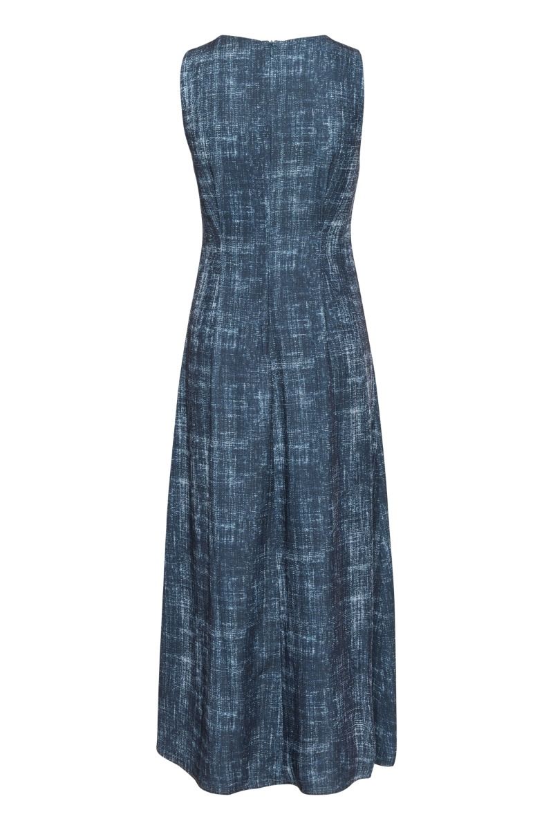Gestuz - Kjole - GZdemia P Long Dress - Dark Denim Structure