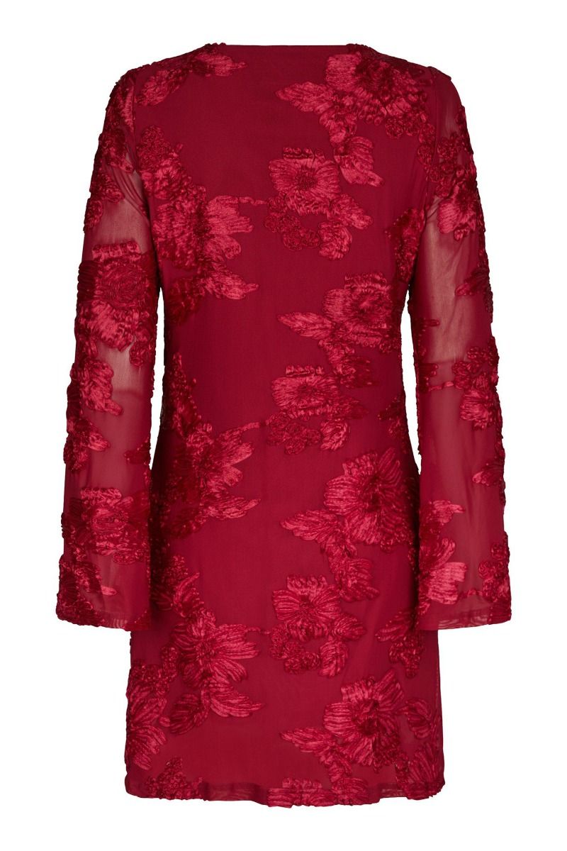 Neo Noir - Kjole - Dirina Big Flower Mesh Dress - Red