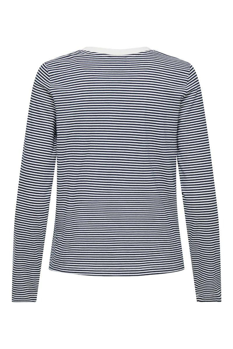 JDY - Bluse - Pisa L/S Print Top - Cloud Dancer/Sky Captain Stripes/BS Heart