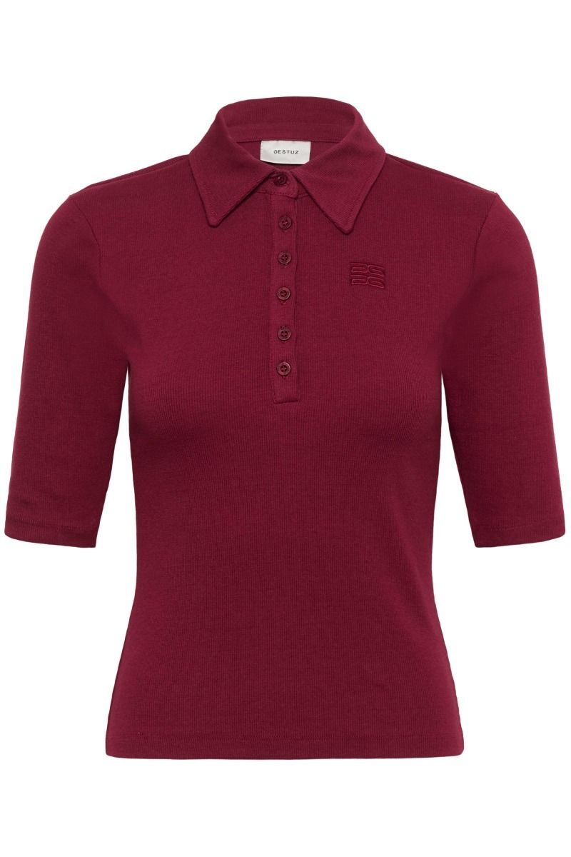 Gestuz - T-shirt - GZdrew polo top - Cabernet (Levering slut april)