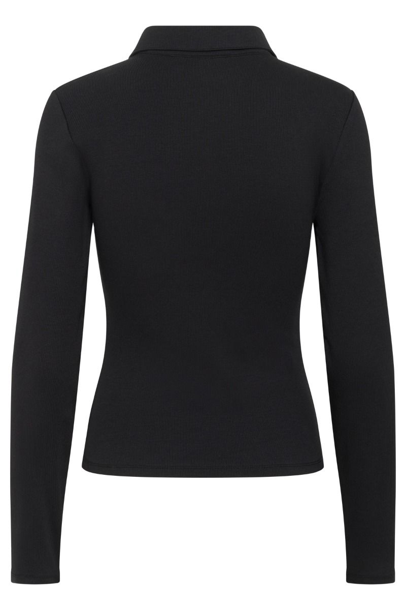 Gestuz - Top - Drew Ls Polo Top - Black