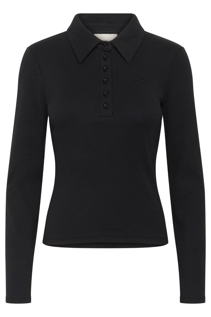 Gestuz - Top - Drew Ls Polo Top - Black