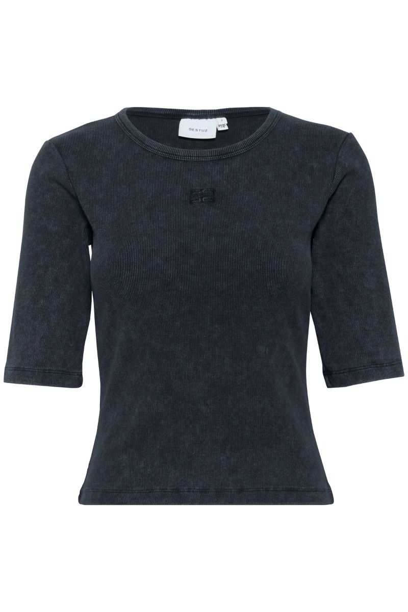 Gestuz - Top - Drew Washed Logo Top - Grey washed