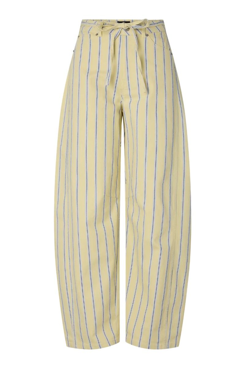 Pieces - Bukser - Billo MW Tie Barel Jeans - French Vanilla Cloud Dancer & Beaucoup Blue & Oyster Mushroom (Levering midt april)