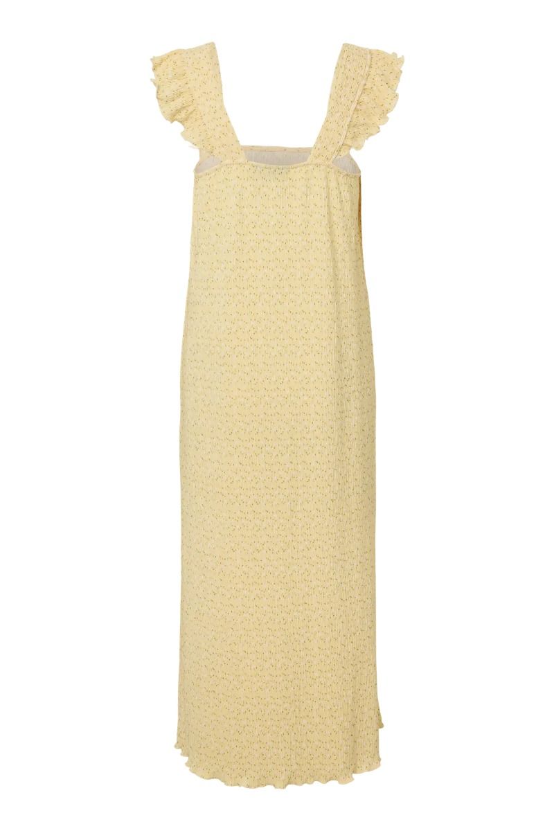 Pieces - Kjole - Flora Strap Flounce Dress - French Vanilla Small white flowers (Levering midt april)