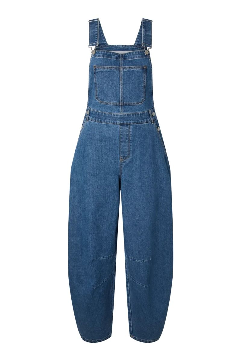 Pieces - Jumpsuit - Alice Oversize Dungaree - Medium Blue Denim (Levering i august)