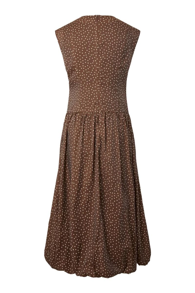 Y.A.S - Kjole - Krissi SL Bubble Hem Long Dress NOOS - Pinecone Pristine Dot