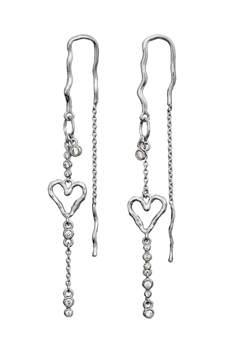 Maanesten - Øreringe - Eliori Twinkle Earrings - Silver/Hvid Zirkonia