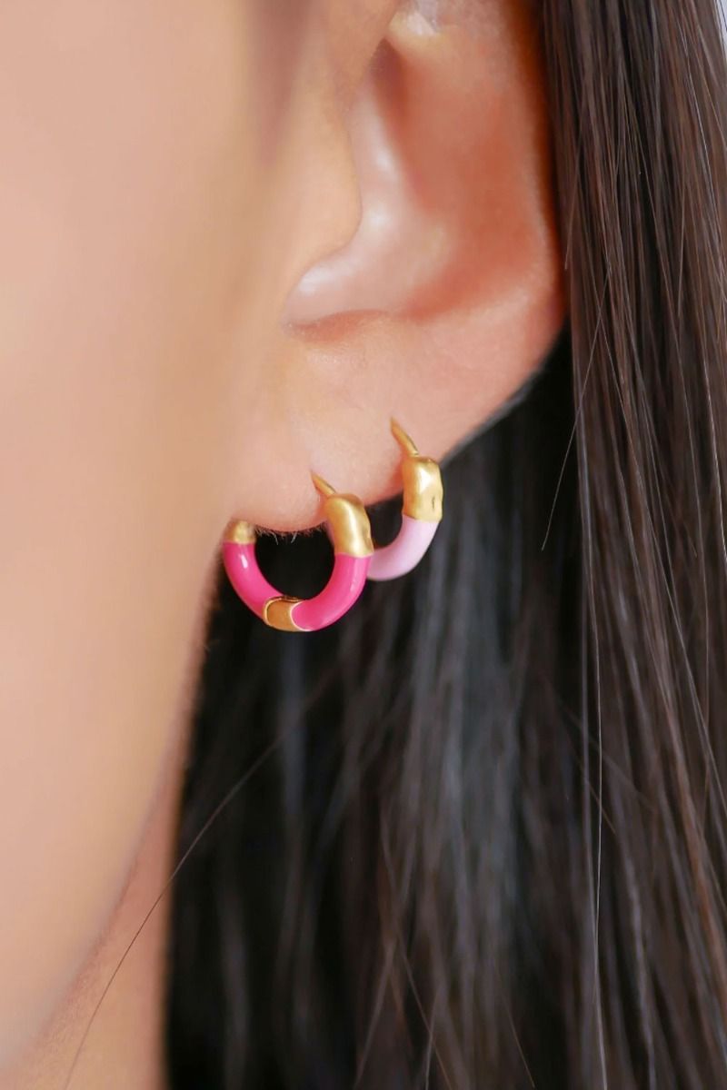 Enamel - Øreringe - Hoops Lina Small - Light Pink