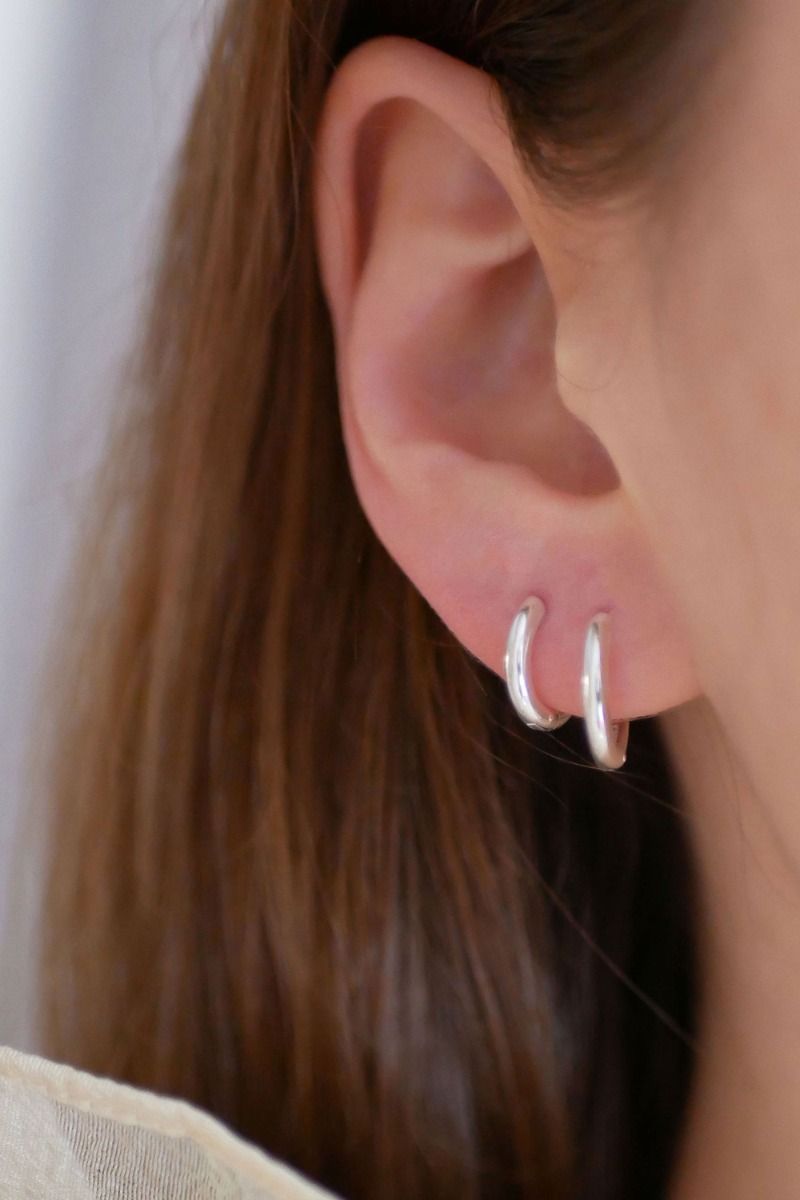 Enamel - Øreringe - Hoops Chunky Classic 10 mm - Silver