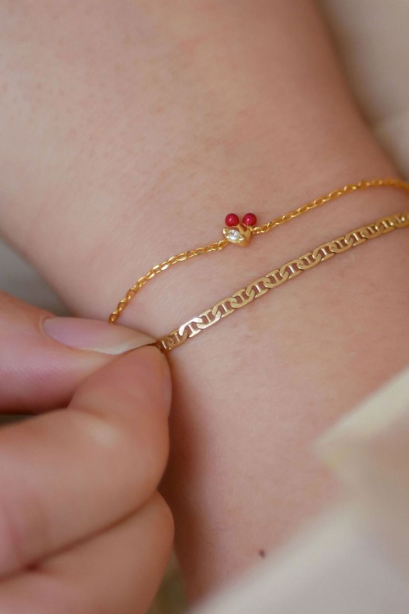 Enamel - Armbånd - Cherry Bracelet - Red