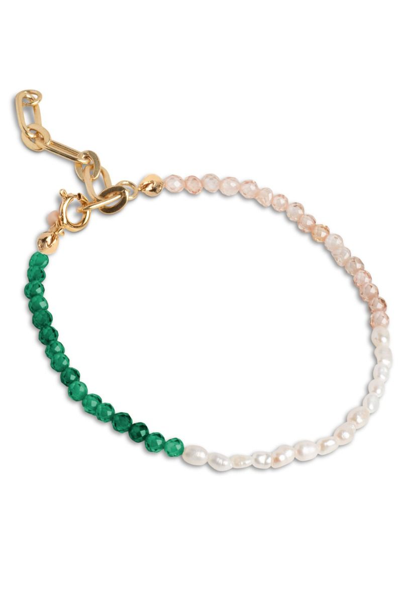 Enamel - Armbånd - Bracelet Gabriella - Green/Peach/Pearl