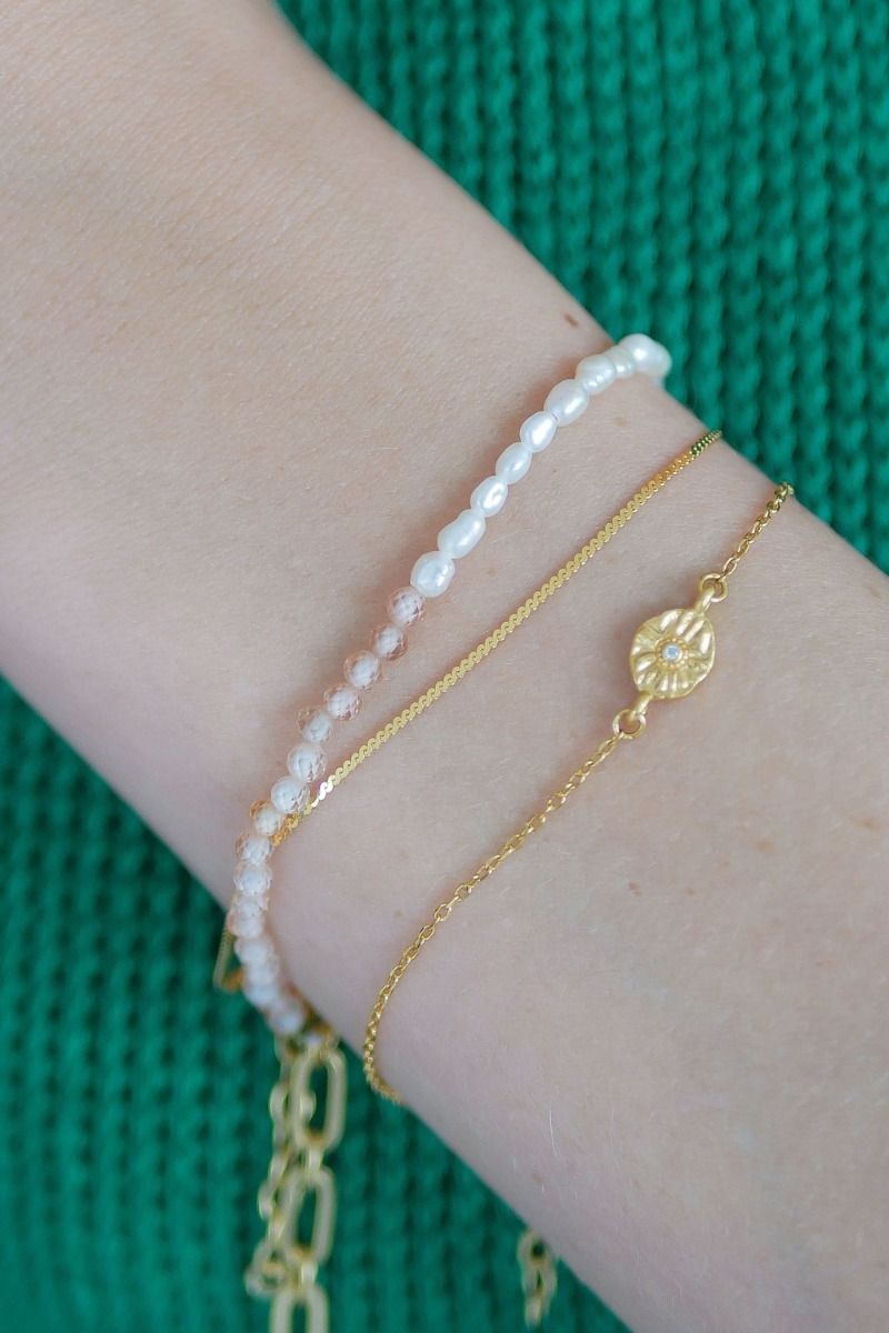 Enamel - Armbånd - Bracelet Gabriella - Green/Peach/Pearl