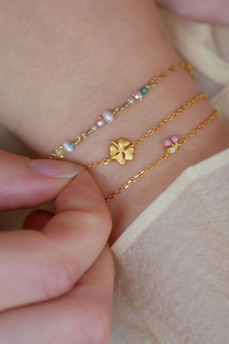 Enamel - Armbånd - Bracelet Organic Clover - Gold