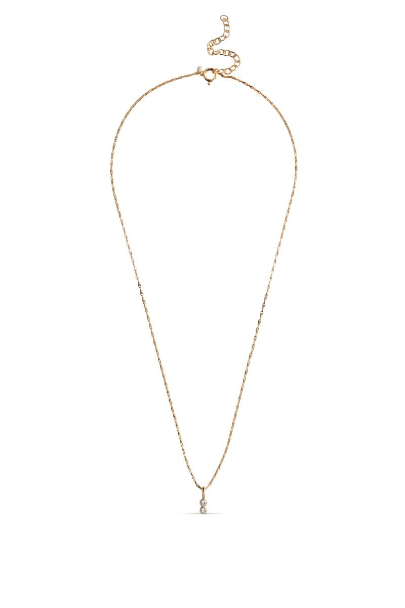 Enamel - Halskæde - Necklace, Twin CZ Clear CZ - Gold