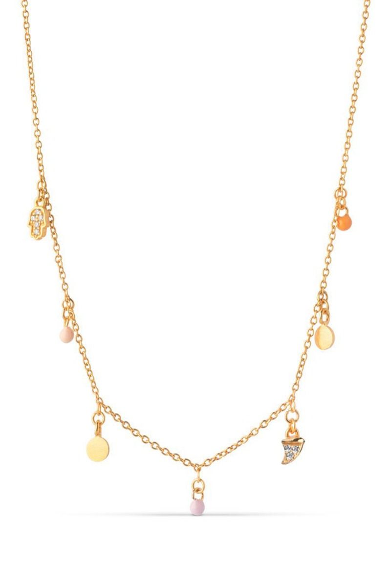 Enamel - Halskæde - Lucky Charmes Necklace - Peach/Light Pink/Orange/Light Yellow