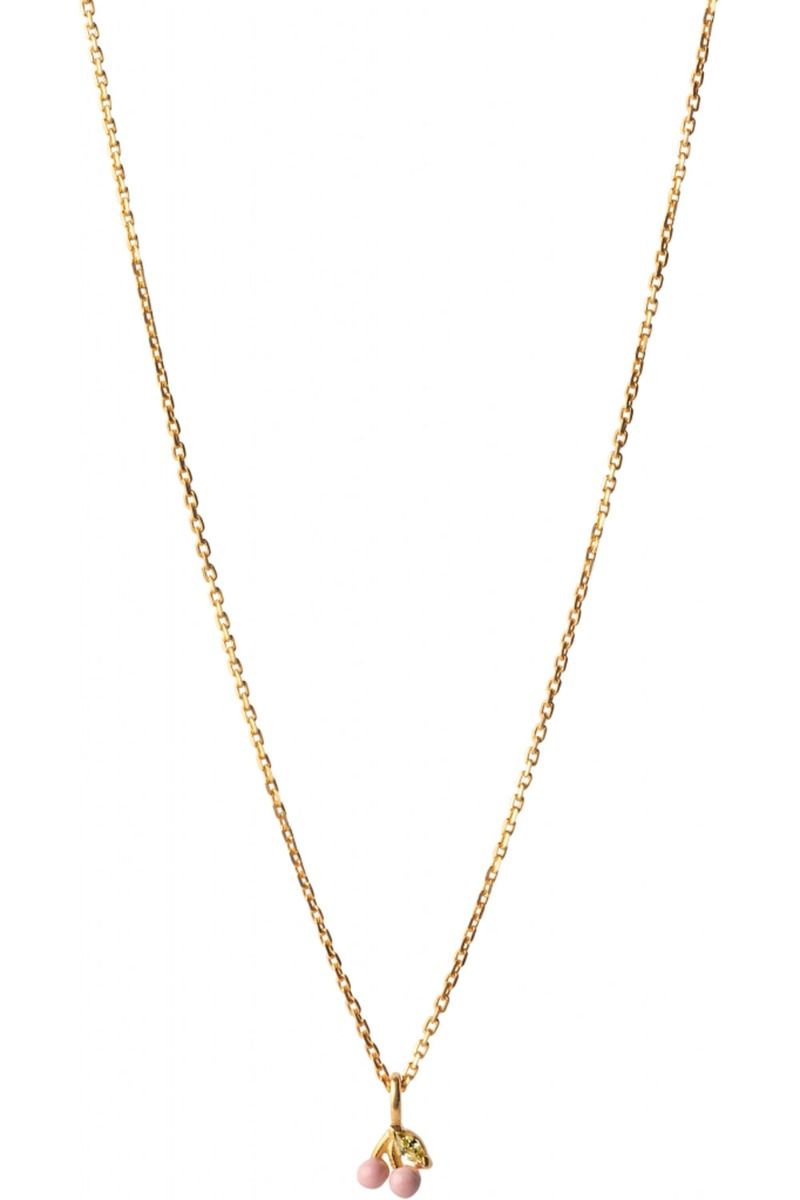Enamel - Halskæde - Necklace Cherry - Light pink