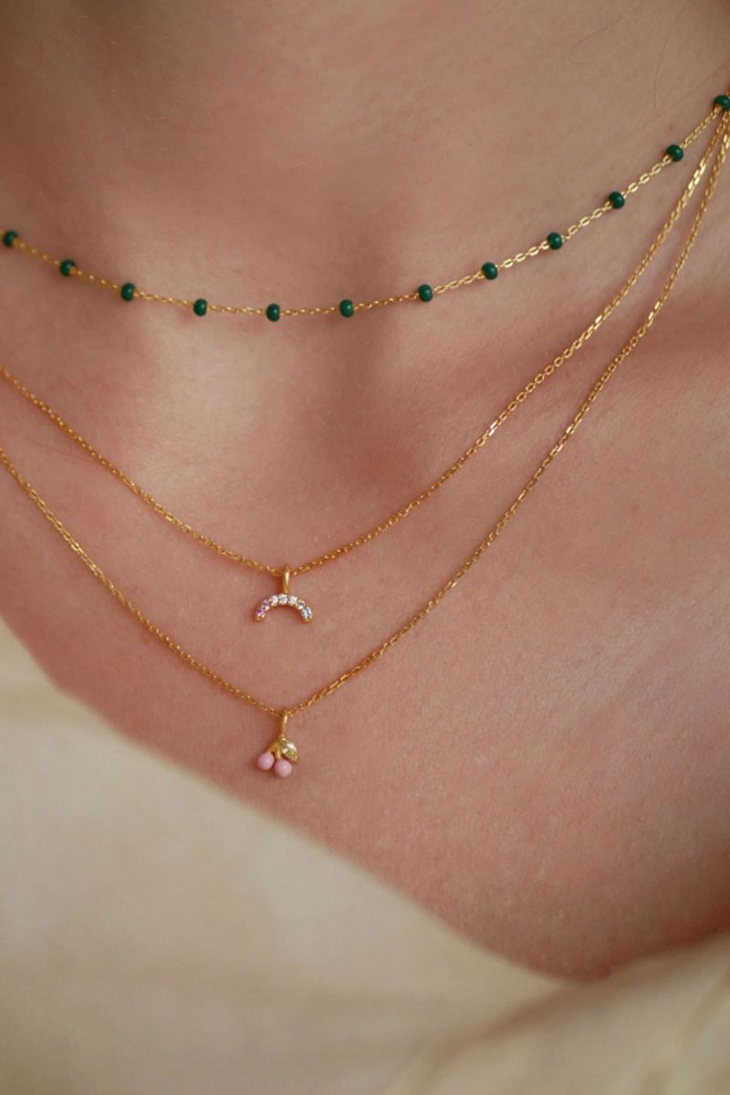 Enamel - Halskæde - Necklace Cherry - Red