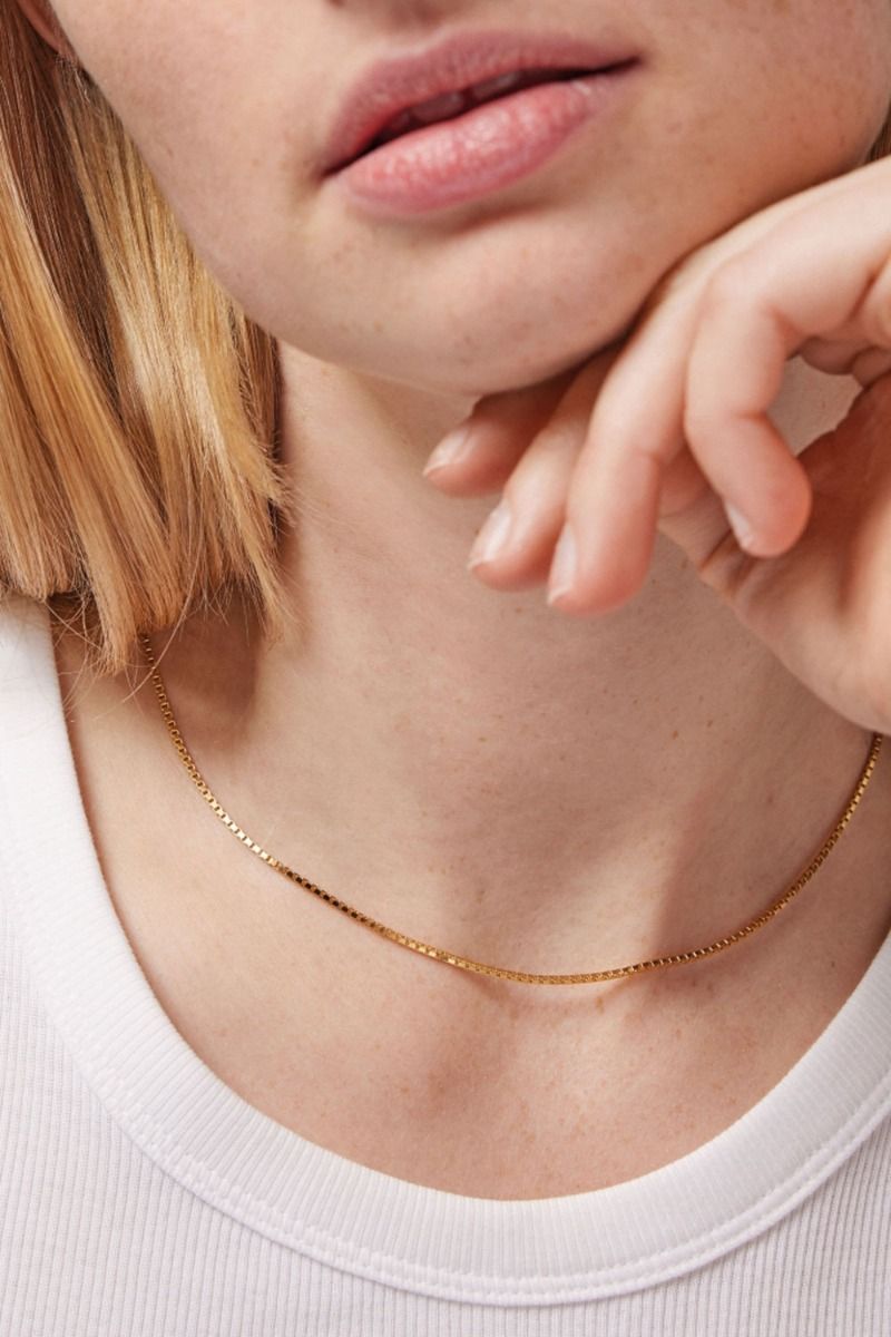 Enamel - Halskæde - Box Chain Necklace - Gold 