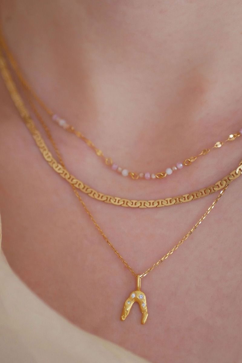 Enamel - Halskæde - Claire Necklace - Moonstone/Rose Pink/Light Champagne 