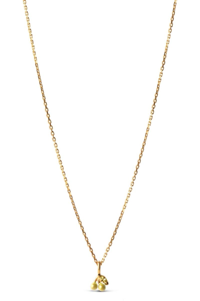 Enamel - Halskæde - Necklace Cherry - Light Yellow